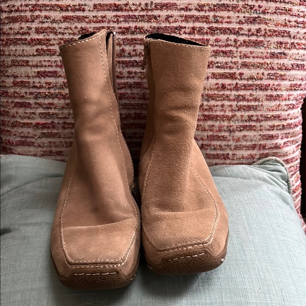 Nine West Tan Ankle Booties with Square Toe